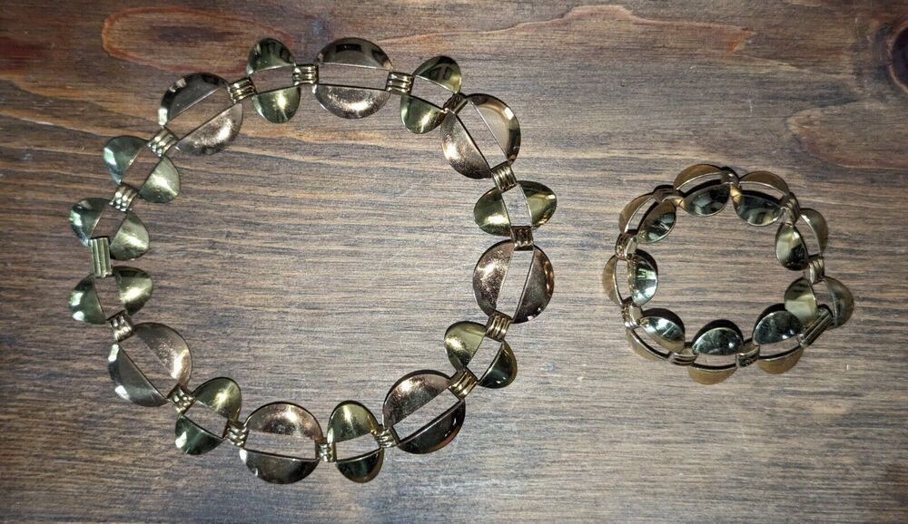 Vintage Necklace Bracelet Gold Copper Colored Estate Unmarked